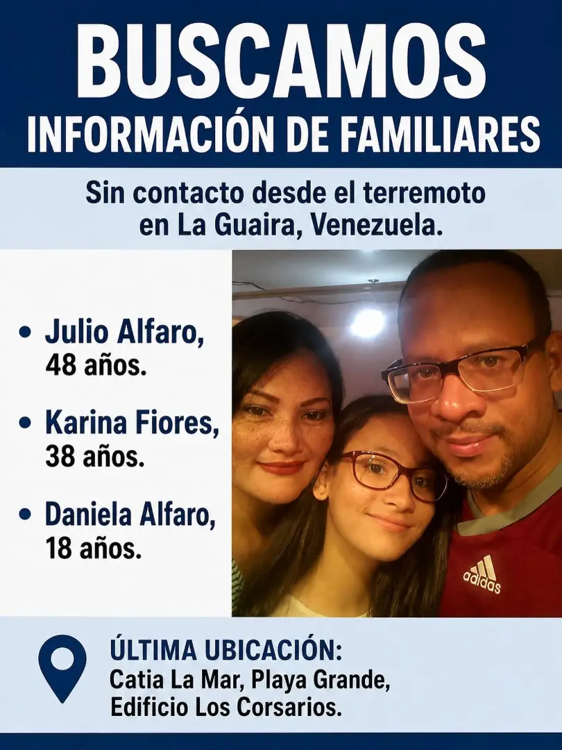 Julio alfero , karina fiore, daniela alfaro Edades 48, 38, 18 años