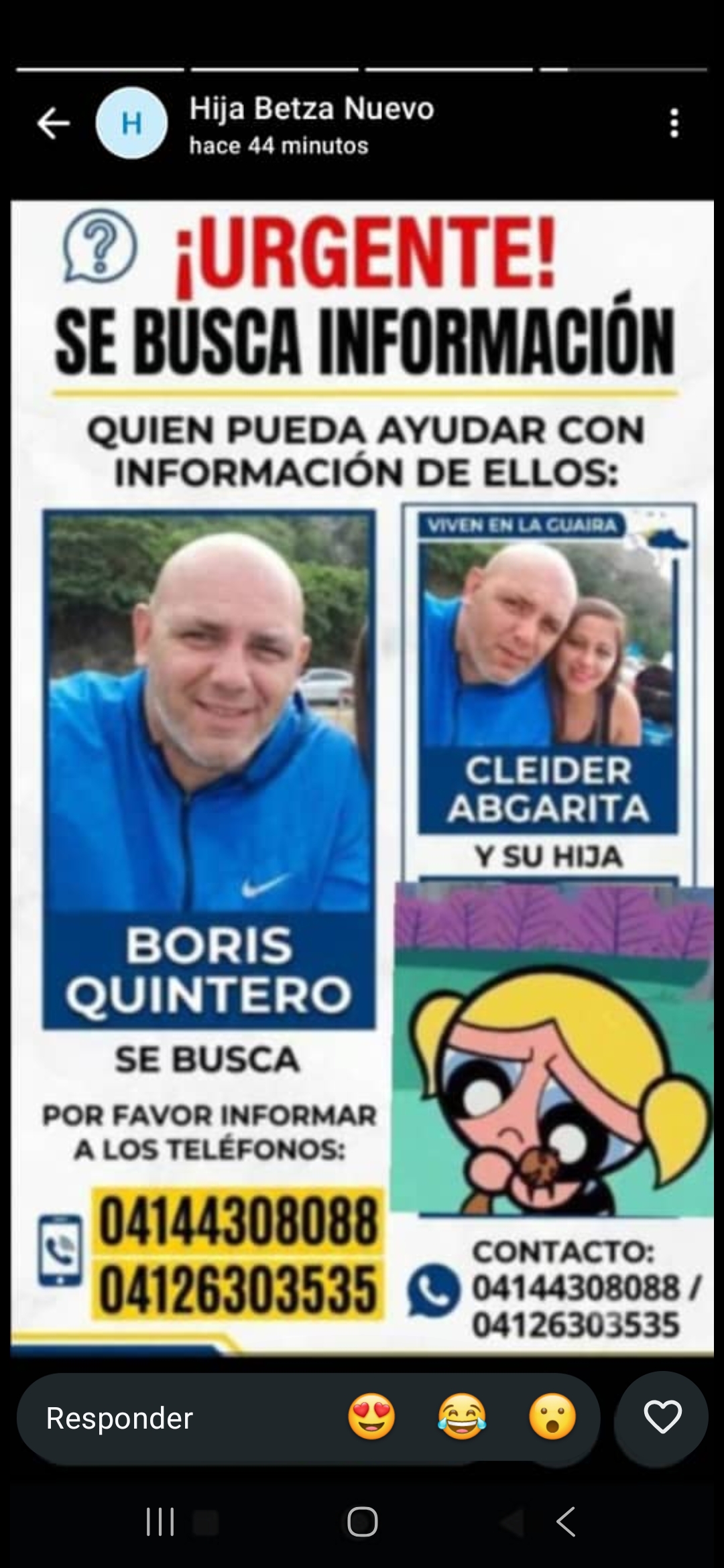 Ellos son: Cleide Veronica, Boris Angarita puerto, Boris Quintero