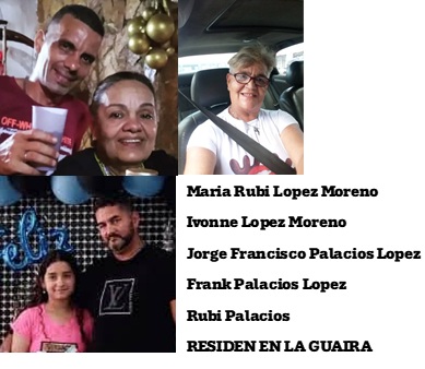 Maria Rubi Lopez Moreno. Ivonne Lopez Moreno, Jorge Francisco Palacios Lopez, Frank Palacios Lopez, Rubi Palacios Lopez Moreno