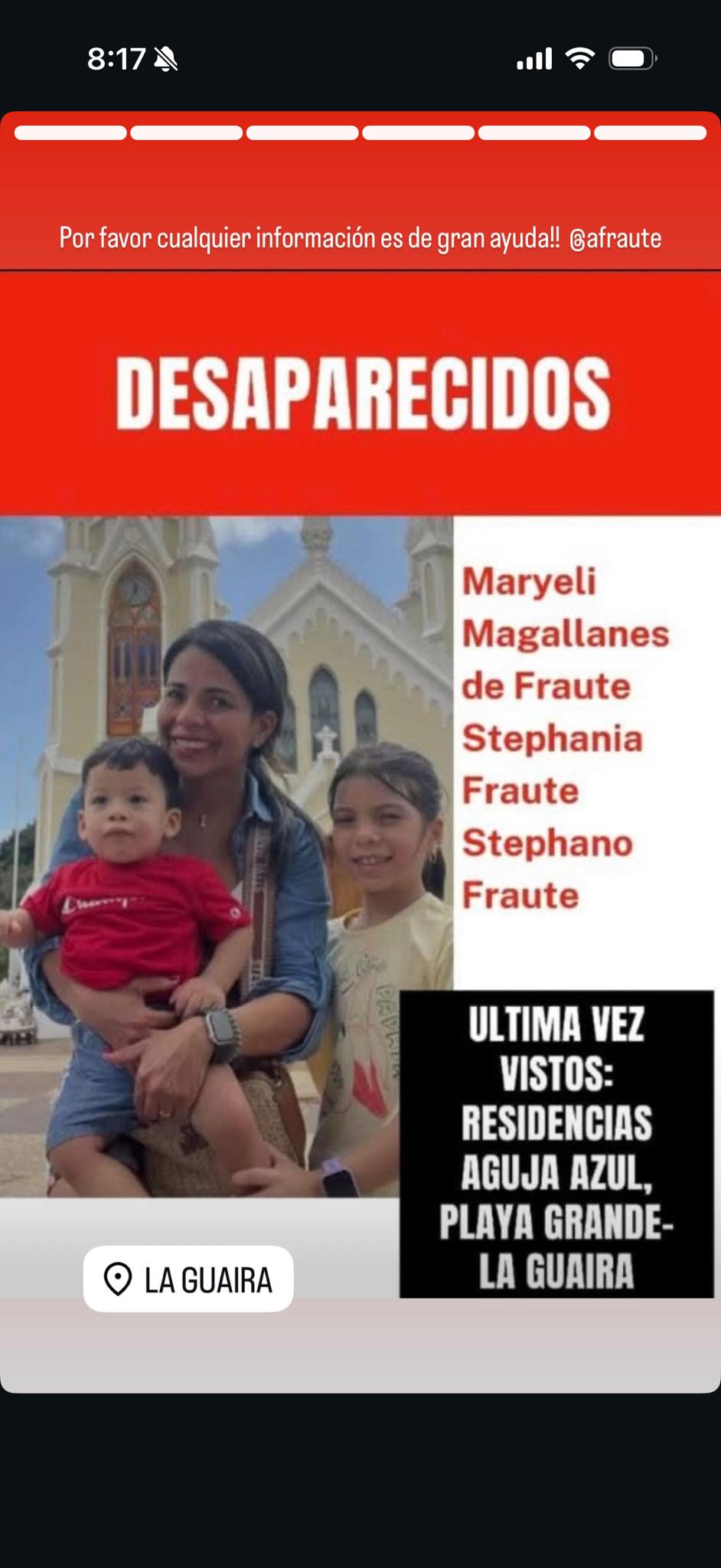 Maryeli Magallanes, Stephania Fraute y Stephano Fraute Fraute