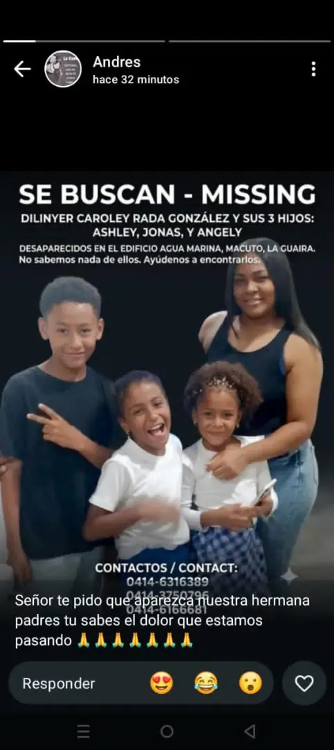 DILINYER CAROLEY RADA GONZÁLEZ Y sus tres hijos
