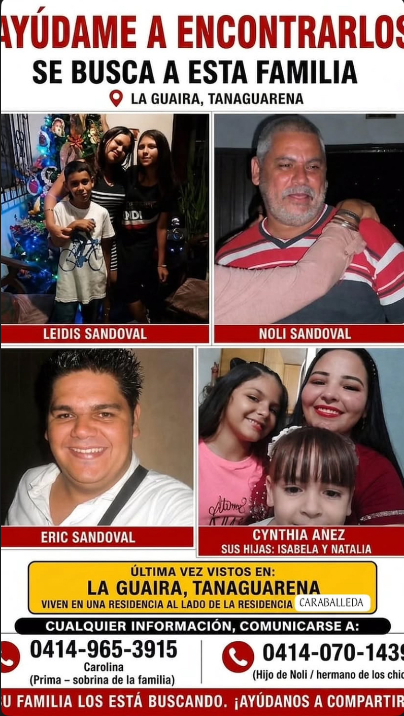 Leidis sandoval, Noli Sandoval, Eric Sandoval, Cynthia Anel y sus hijas isabela y natalia. Sandoval