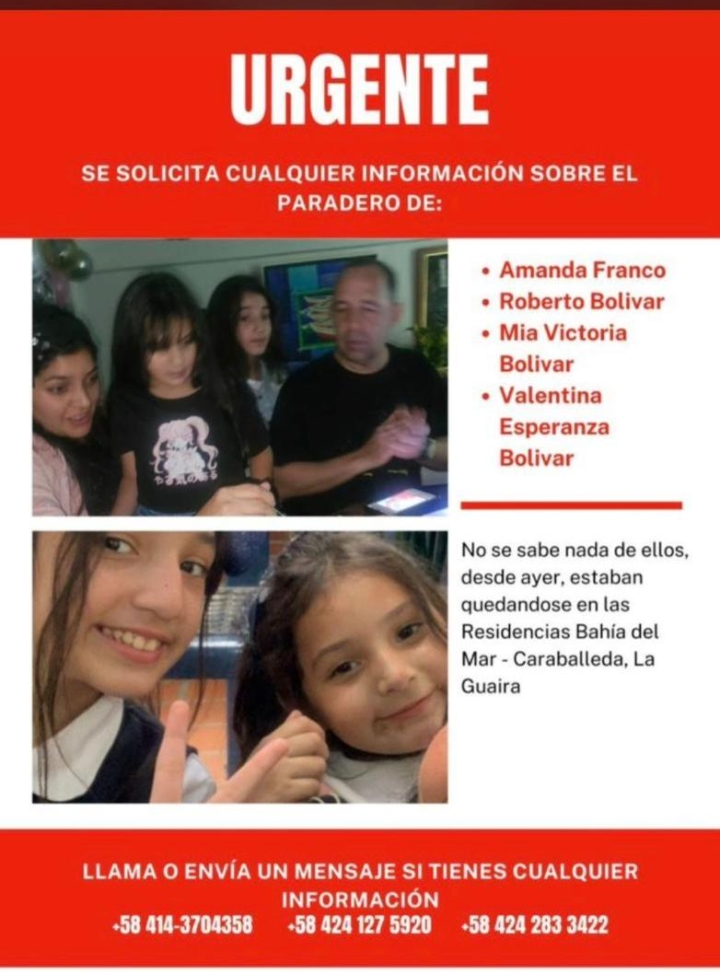 Amanda Franco, Roberto Bolívar, mía victoria Bolívar, valentina Bolívar y Franco