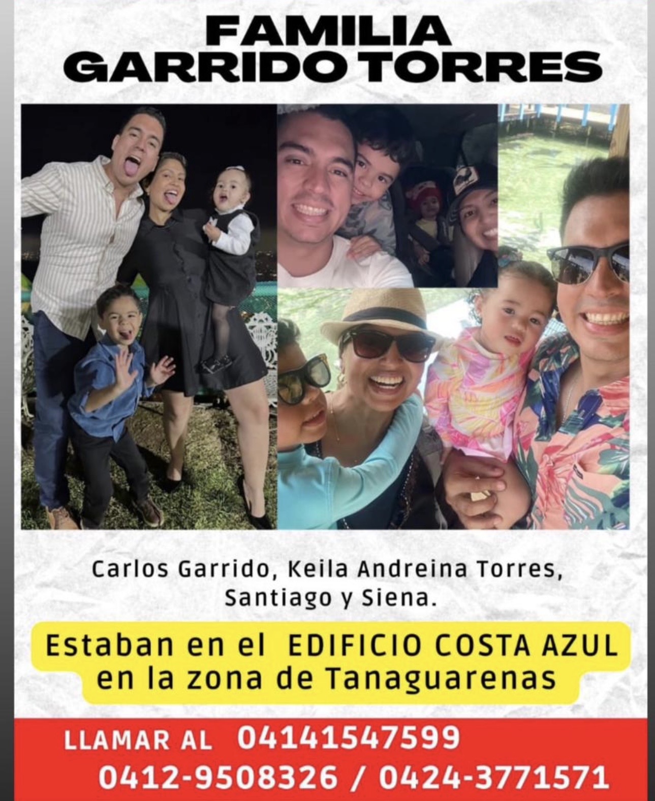 Carlos, keila, Santiago y Siena Garrido torres