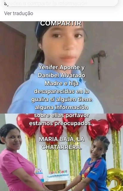 Jenifer aponte 26 años madre , Danibel Alvarado hija 12
