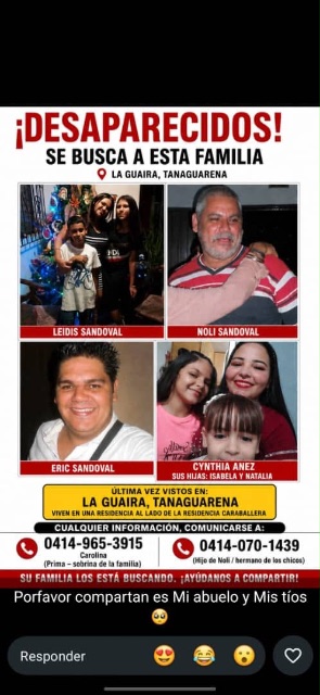Leidis sandoval, Noli Sandoval, Eric Sandoval, Cynthia Anel y sus hijas isabela y natalia.