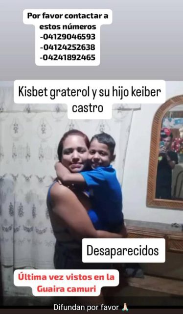 Kisbet graterol y su hijo keiber castro