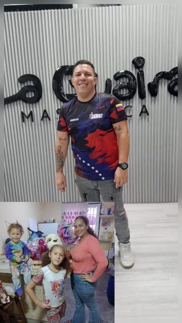 Yonaiker Oriana y sus hijos