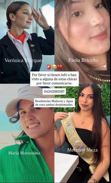 Verónica Márquez, Paola Briceño, María Morocoima, Melanny Meza