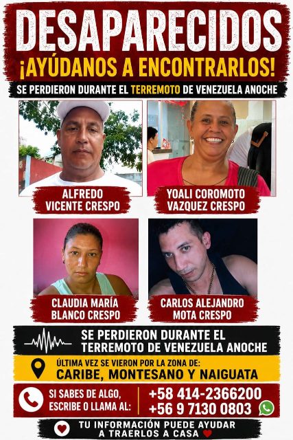 Alfredo Vicente Crespo, Yoali coromoto Vazquez Crespo, Claudia María Blanco Crespo, Carlos Alejandro Mota Crespo