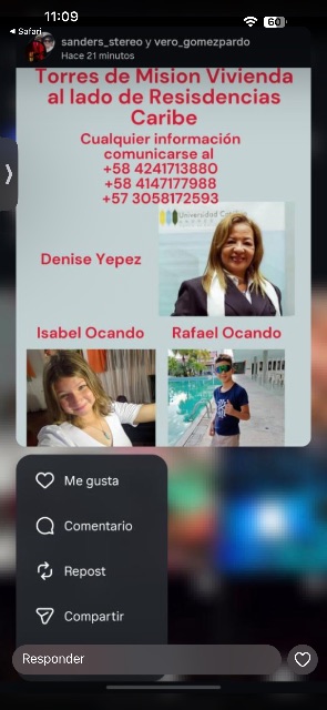 Rafael ocando, Isabel ocando, Denise yepez
