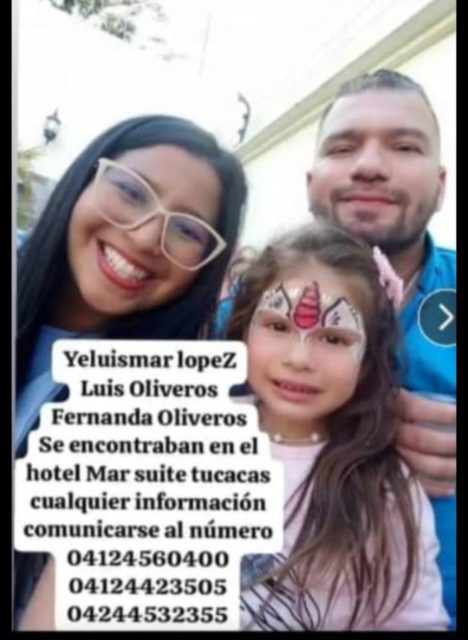 Yuleismar Lopez luis oliveros e hija Fernánda