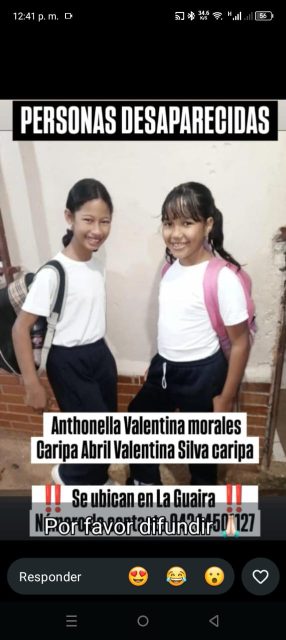 Antonella valentina morales caripa y abril valentina silva caripae