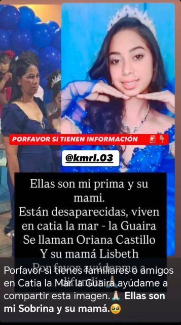 Oriana castillo y su madre lisbeth