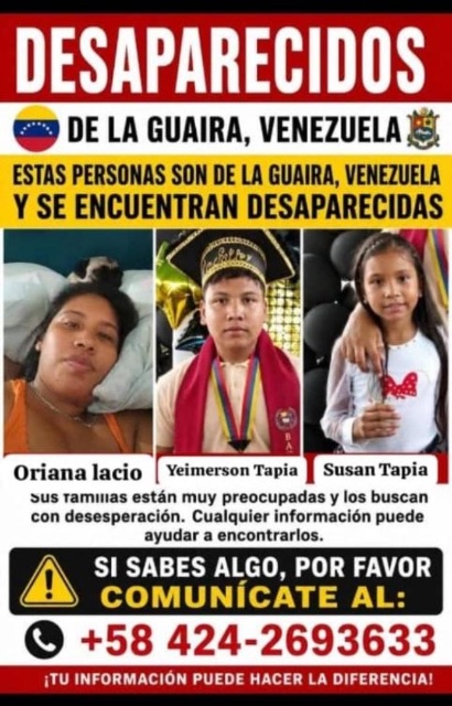 Oriana Ulacio, Yeimerson Tapia y Susan Tapia
