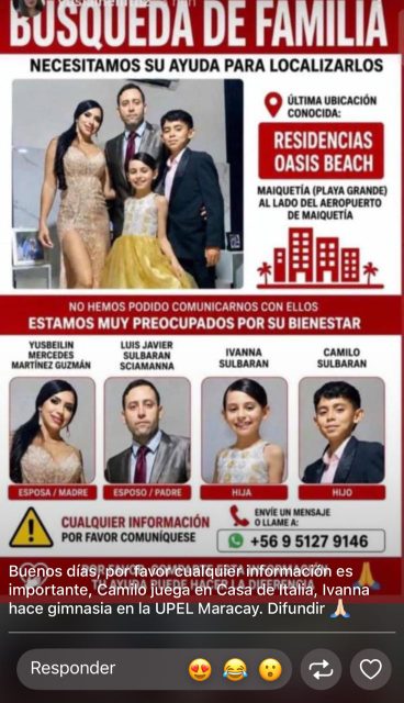 Camilo sulbaran y su familia