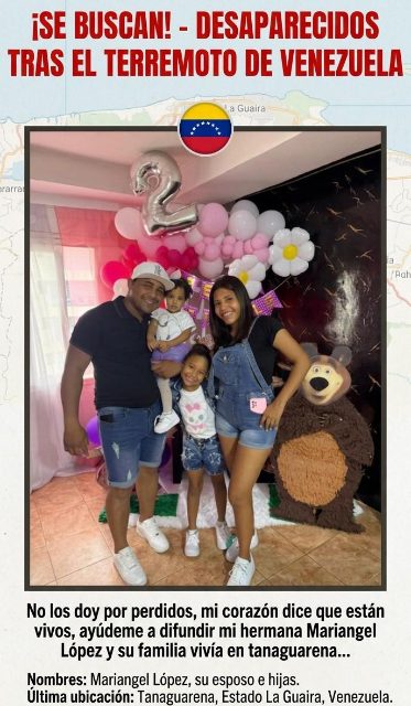 Mariangel López, y su familia