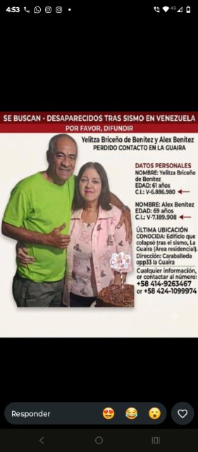 Yelitza Briceño de Benites y Alex Benítez