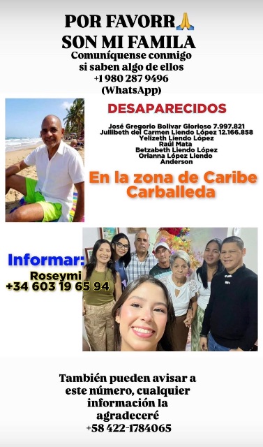 Orianna López, Betzabeth Liendo y Familia