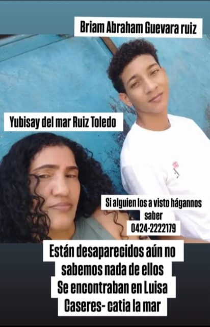 Yusbisay del mar Ruiz toleró y Brian guevara