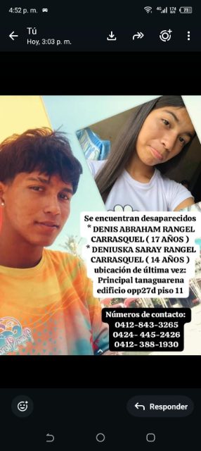 Denuiska Zaray Rangel denys Abraham Rangel casrraquel