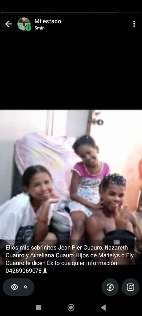 Jean Pier, Nazareth y Aureliana Cuauro hijos de Marielys o Ely Cuauro