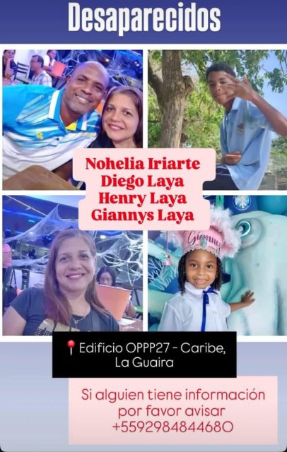 Nohelia Iriarte, Diego Laya, Henry laya, giannys Laya