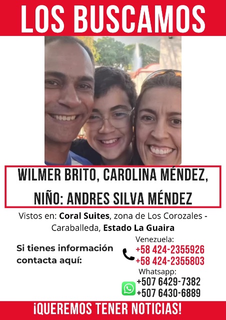 Carolina Méndez; Andrés Silva y Wilmer brito