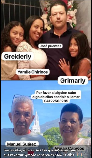 Manuel Suarez,Mirian Campos,Yamileth Chirinos,Greiderly Puentes,Grimarly Puentes,José Puentes