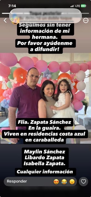 Mailyn Sánchez y familia