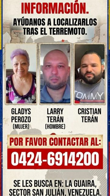 Gladys Teran, Larry y Cristian Teran