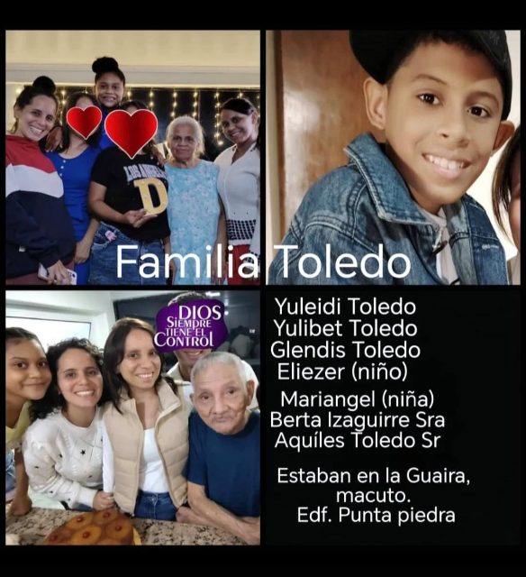 Familia Toledo (Yuleidi, Yulibeth, Glendis, Berta, Aquiles, Mariangel y Eliezer)
