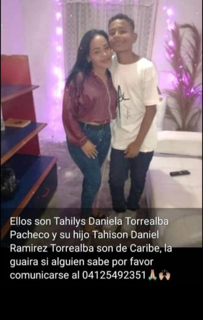 Tahison Manuel Orlando Ramirez torrealba y tahilys Daniela Torrealba Pacheco
