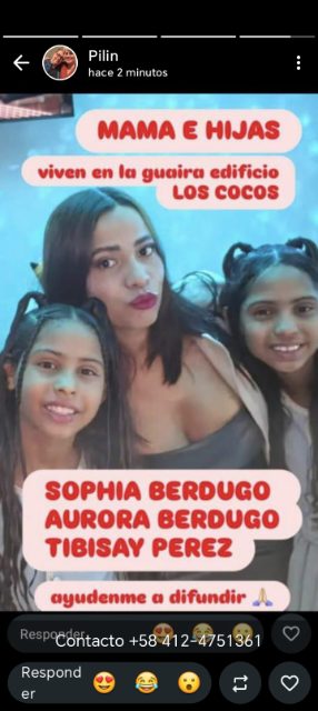 Sophia y Aurora Berdugo, Tibisay Perez