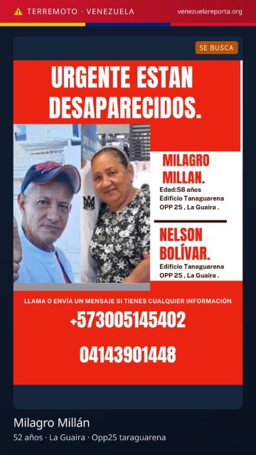 Milagro Millán y Nelson bolivar son esposos
