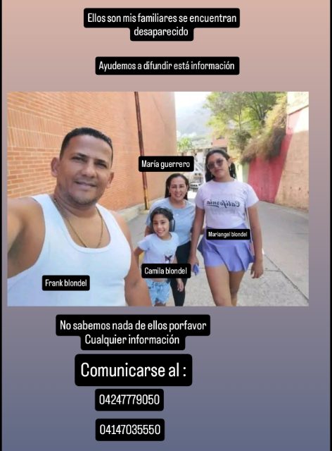 María guerrero, Mariangel blondel,Camila blondel, Francisco blondel