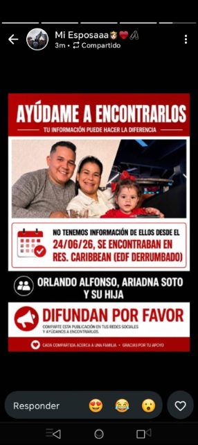 Orlando José Alfonso, Ariadna Soto y su hija nso, esposa