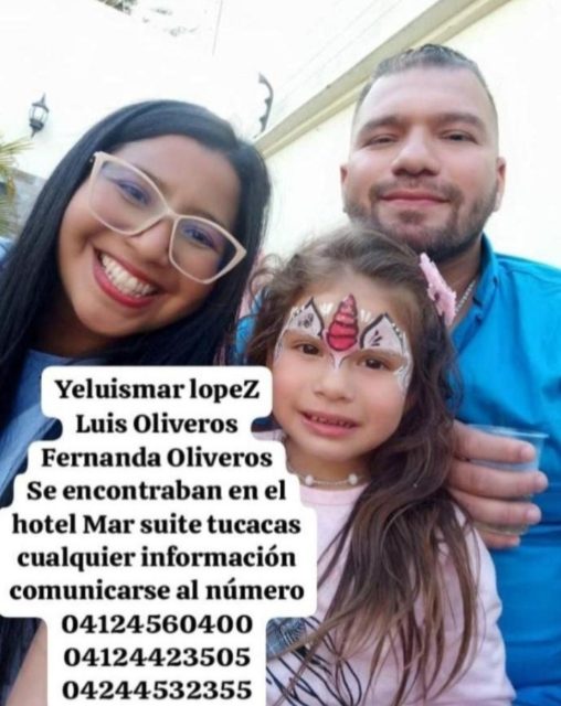 Luis Oliveros, Yeluismar López y Fernanda Oliveros