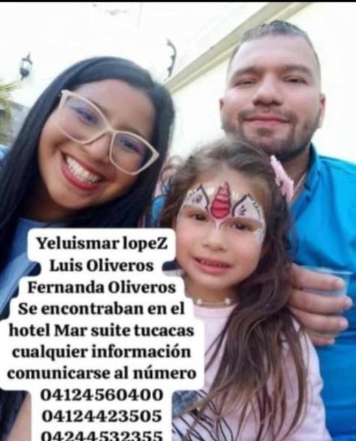 Yeluismar López, Luis Oliveros y Fernanda oliveros