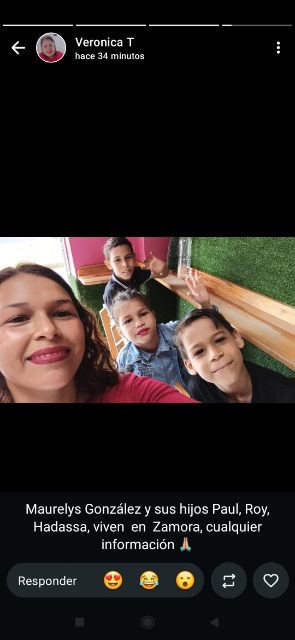 Maurelys González y sus hijos Paul, Roy, Hadassa