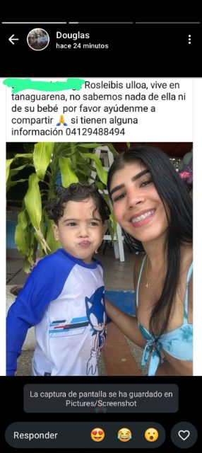 Rosleibi Ulloa y su hijo