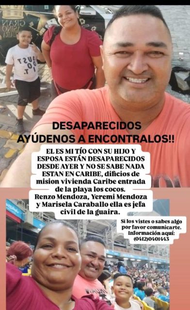 Renzo Mendoza. Yeremi Mendoza. Marisela Caraballo