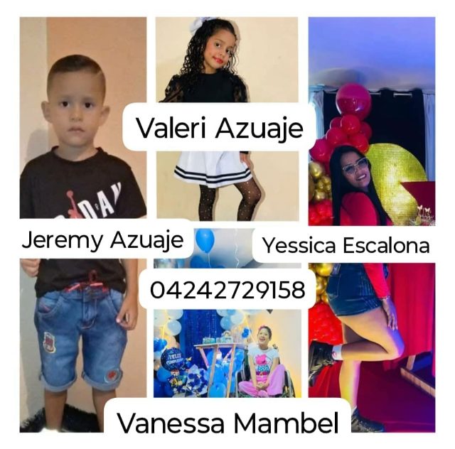 Yessica escalona, Jeremy azuaje, valeri azuaje y Vanessa Mambel