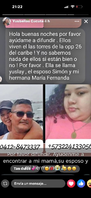 Yuslay, María y Simón freites