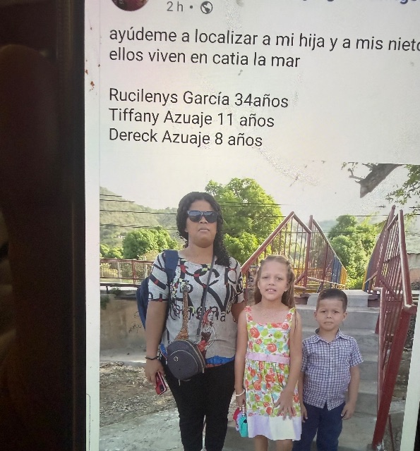Rucilenys García 34años Tiffany Azuaje 11 años Dereck Azuaje 8 años