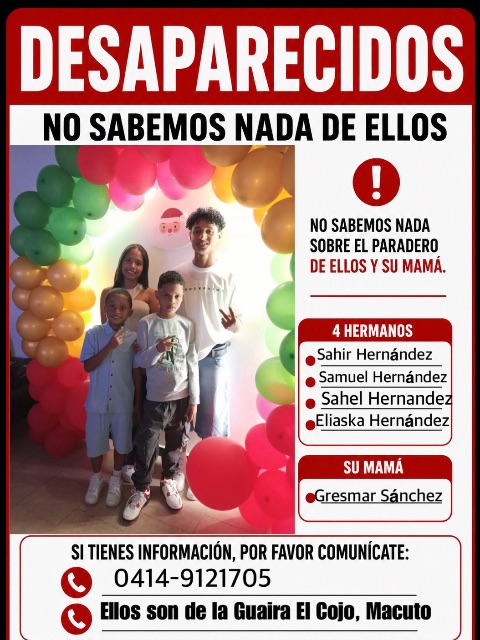 Sahir Hernández, Samuel, sahel, Elíaska, gresmar Hernández