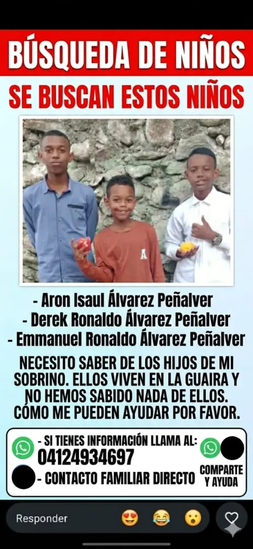 Derek, Aron y Enmanuel Peñalver